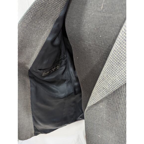 OSCAR DE LA RENTA! BLACK & DOVE GRAY WOOL MICRO PLAID JACKET, SPORT COAT! SZ 42R - Picture 6 of 10